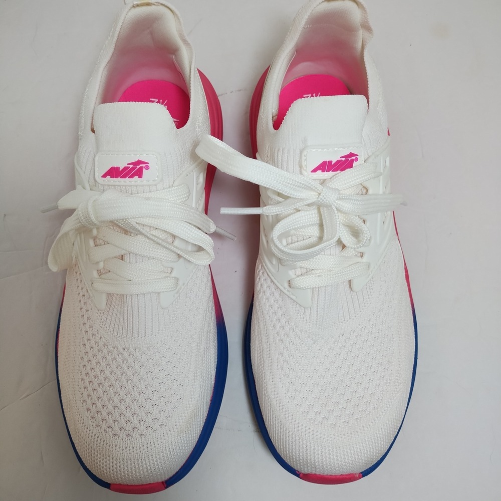Avia‎ Caged Knit Women's Running Shoes Sneakers White Pink Blue Size 7.5 - Picture 7 of 10